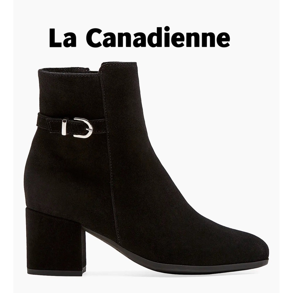 La Canadienne Jordanna 60MM Womens Waterproof Ankle Boots Bootie Black Suede 6.5